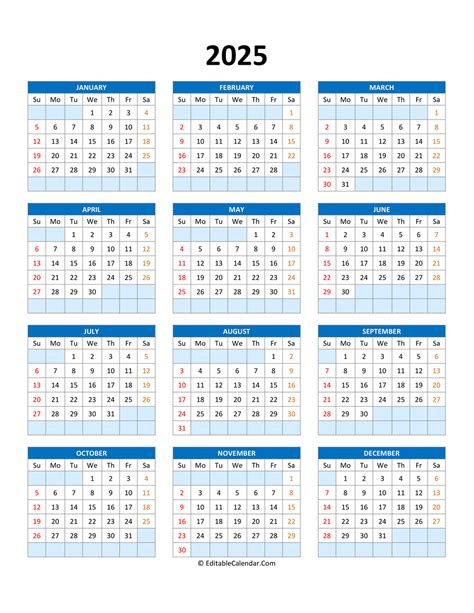 typecalendar.com|Editable Calendar 2024, 2025 (Word, PDF, Excel).
